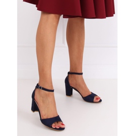 Tamnoplave sandale na visoku petu 88-395 Plava mornarsko plava 1