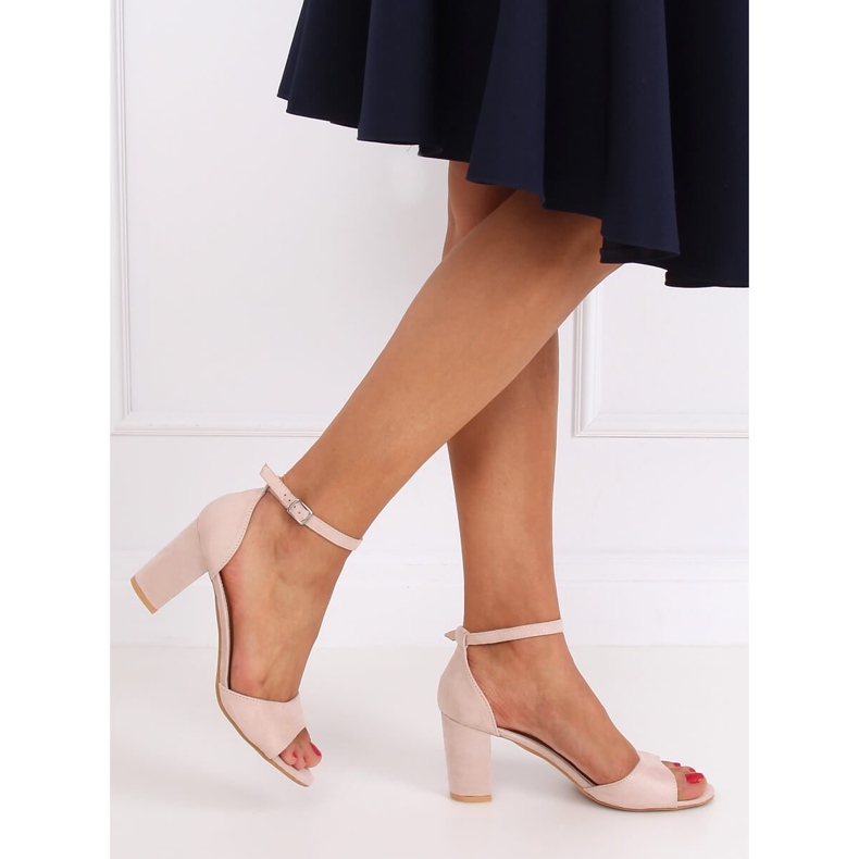 Sandale visoke potpetice bež 88-395 Akt 2