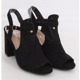 Crne LL79 Crne ažur sandale s visokim potpeticama crna 1