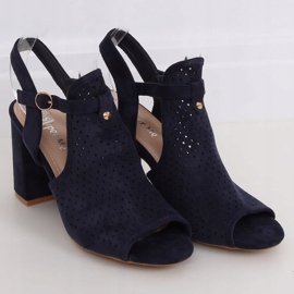 Ažurne sandale s visokim potpeticama LL79 Plava mornarsko plava 1