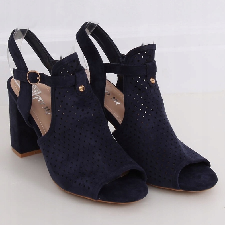 Ažurne sandale s visokim potpeticama LL79 Plava mornarsko plava 1