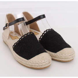 Espadrile od crne čipke L-1067 Crna crno 1