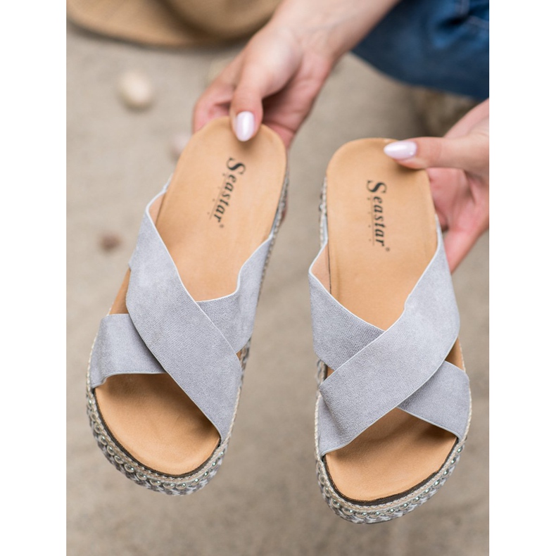 Seastar Udobne papuče na platformi siva 1