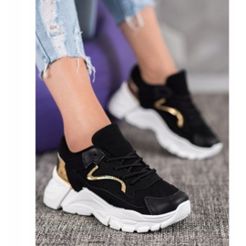 SHELOVET Elegantne tenisice na platformi crna žuta boja 1