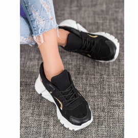 SHELOVET Elegantne tenisice na platformi crna žuta boja 2