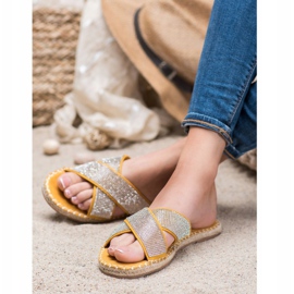 Cm Paris Elegantne papuče s kubnim cirkonijem žuta boja 1