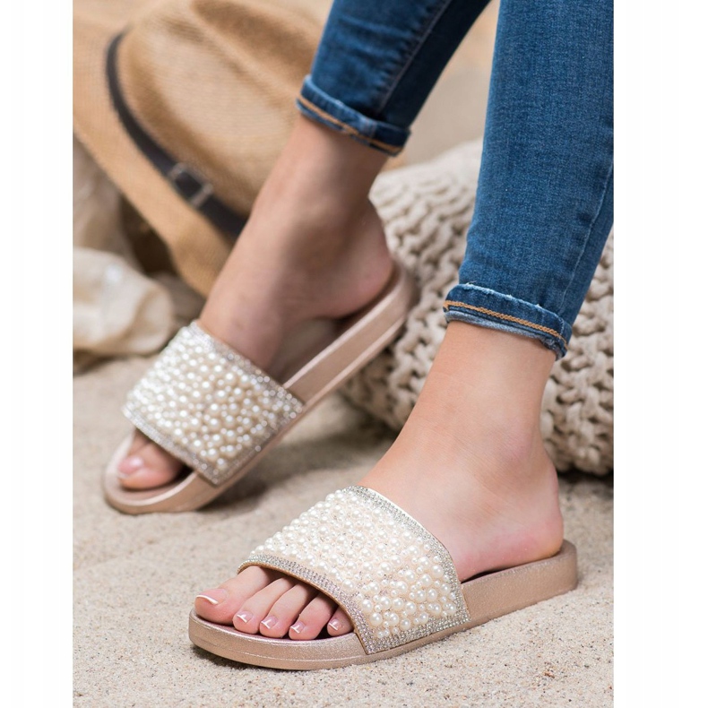 Seastar Elegantne papuče s biserima zlatni 1