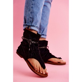 SEA Ženske sandale Japanke sa drškom Crna SL1011 Madrit crno 1