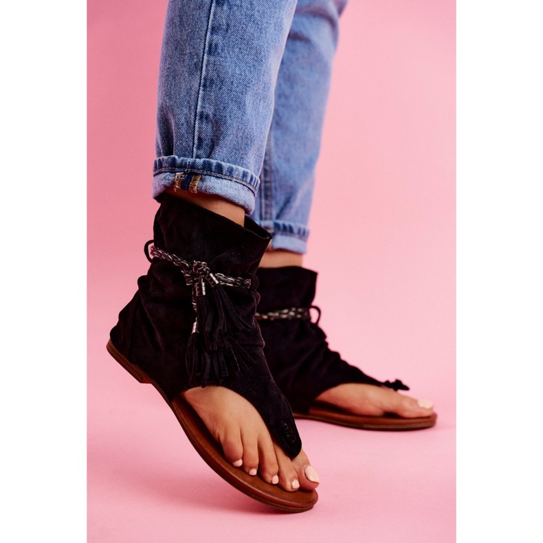 SEA Ženske sandale Japanke sa drškom Crna SL1011 Madrit crno 1