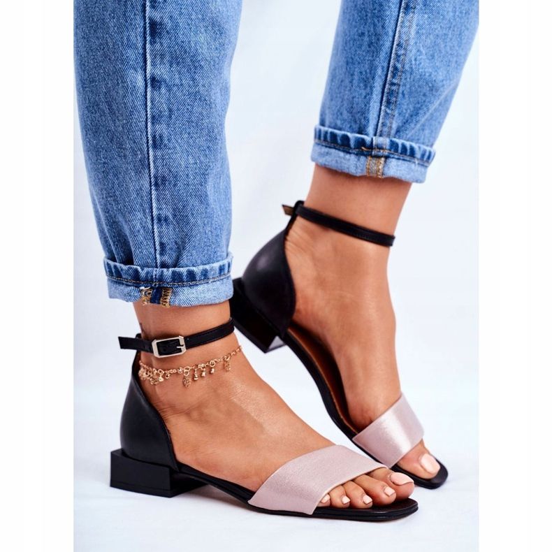 Ženske sandale Maciejka kožna crna 04618-21 ružičasta 1