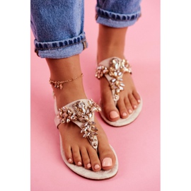 Sandale Japanke Kristali pod kontrolom bež zlatna 2