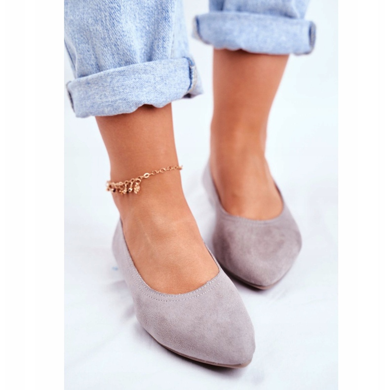 PS1 Ženske balerinke od eko-antilopa Grey Bellissima siva 2