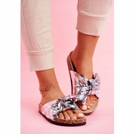 EVE Ženske papuče s velikim srebrnim ljupkim vremenskim lukom siva 1