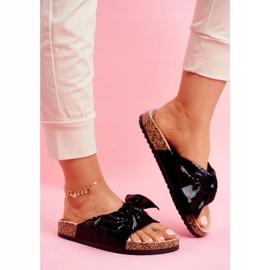 EVE Ženske papuče s velikom mašnom Black Lovely Time crno 1