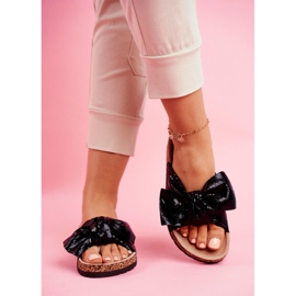 EVE Ženske papuče s velikom mašnom Black Lovely Time crno 2