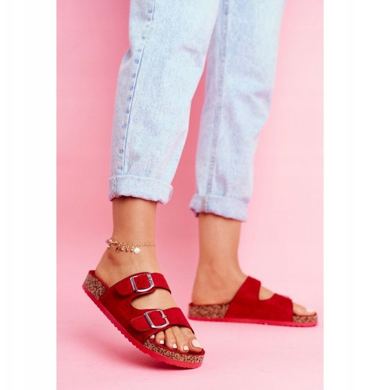 EVE Ženske papuče na plutu sa kopčama Red Si Senor crvena 1