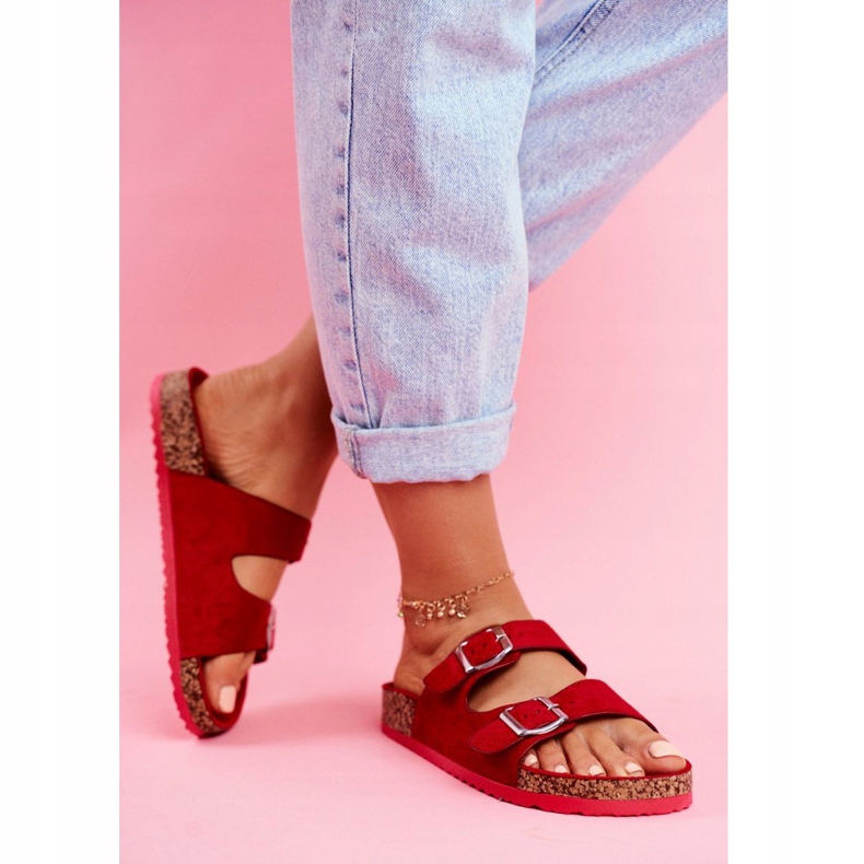 EVE Ženske papuče na plutu sa kopčama Red Si Senor crvena 2