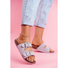 EVE Ženske papuče na plutu s kopčama Grey Si Senor siva 2