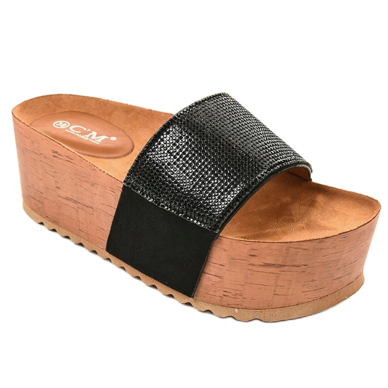 Crne papuče na platformi 77-99 crna 1