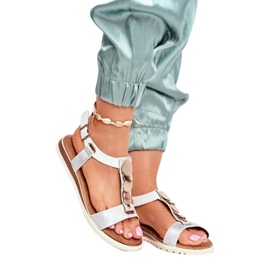 Evento ženske srebrne sandale 20SD14 2067 bijela siva 1