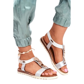 Evento ženske srebrne sandale 20SD14 2067 bijela siva 3