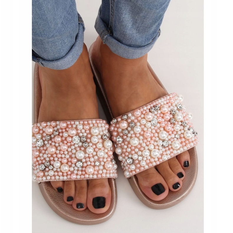 Papuče s bisernim šampanjcem BG66 Champagne ružičasta raznobojna 2