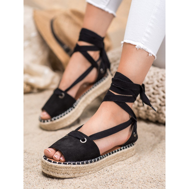 SHELOVET Espadrile s otvorenim prstima crno 2