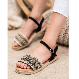 SHELOVET Lagane pletene sandale bež crna 1