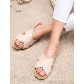 SHELOVET Sandale od antilopa na klizanje smeđa 2