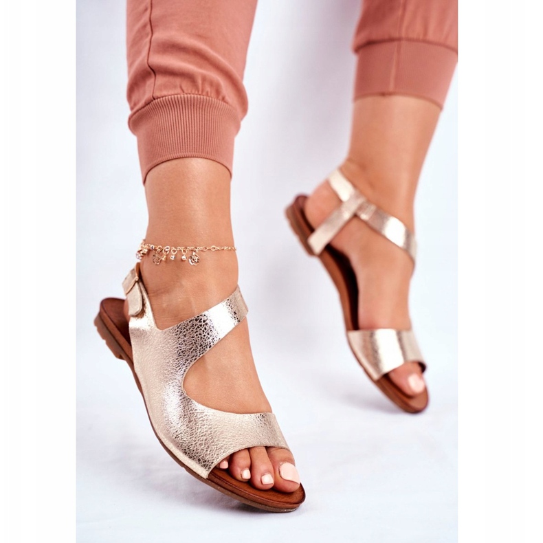 Ženske sandale Laura Messi Koža 1116 Snake Golden Vollare zlatna 2