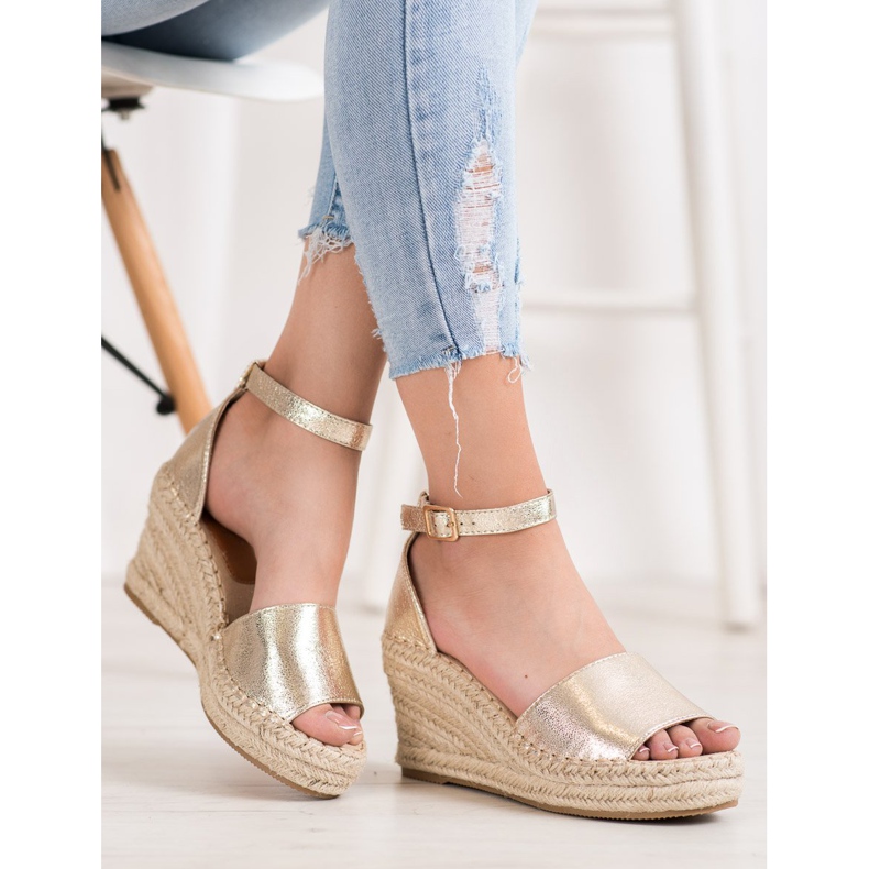 Seastar Sandale na klin od slame zlatna 1