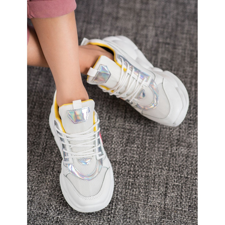 SHELOVET Tenisice s modom od eko kože bijela raznobojna siva 1