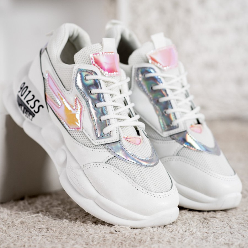 SHELOVET Tenisice s modom od eko kože bijela raznobojna siva 1