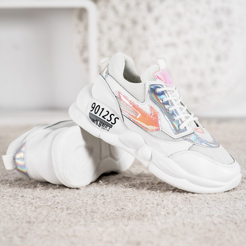 SHELOVET Tenisice s modom od eko kože bijela višebojan siva 2