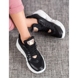 SHELOVET Tenisice s modom od eko kože crno žuta boja 1