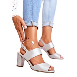 Ženske sandale na visoku petu Sergio Leone srebrna SK778 smeđa siva 1