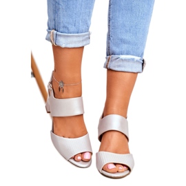 Ženske sandale na visoku petu Sergio Leone srebrna SK778 smeđa siva 3