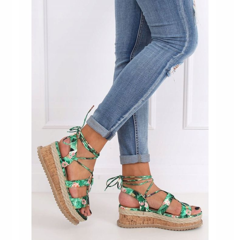 Zelene espadrile sandale JH116 Flower Green zelena 1