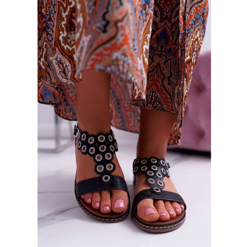 Ženske sandale ravne Sergio Leone SK012 crne livijske crna 2