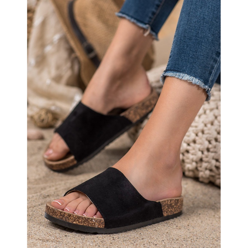 SHELOVET Crne papuče na platformi crna 1