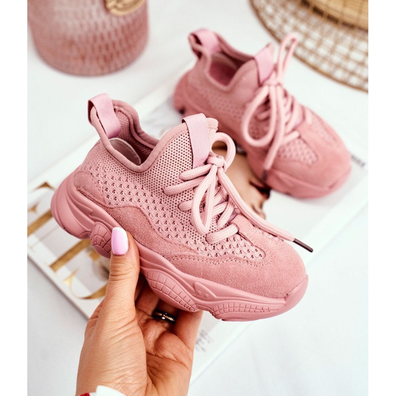 Christmas Fish Dječje sportske cipele na vezanje od antilopa Pink Volema ružičasta 1