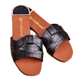 HAN Ženske papuče Zmijska koža Crna šansa 1