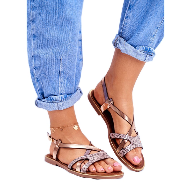 S.Barski Ženske ravne sandale Champagne Barski Lomba smeđa žuta boja 1