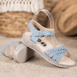 SHELOVET Udobne sandale na platformi plava 2