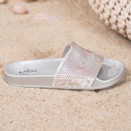 SHELOVET Papuče od velura sa zvjezdicama siva 2