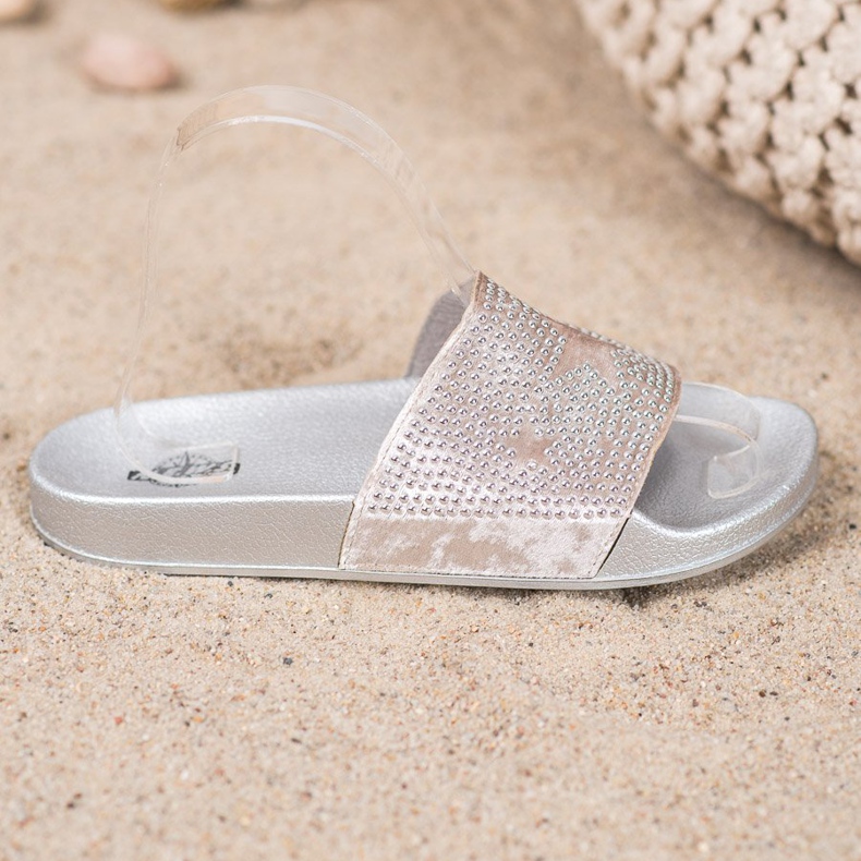 SHELOVET Papuče od velura sa zvjezdicama siva 2