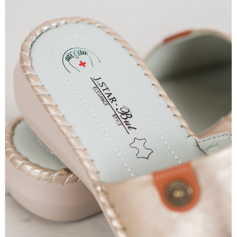 J. Star Ležerne papuče od eko kože zlatni 1