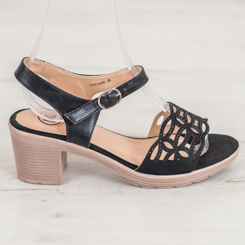 Kylie Udobne sandale na debelom stupu crno 2