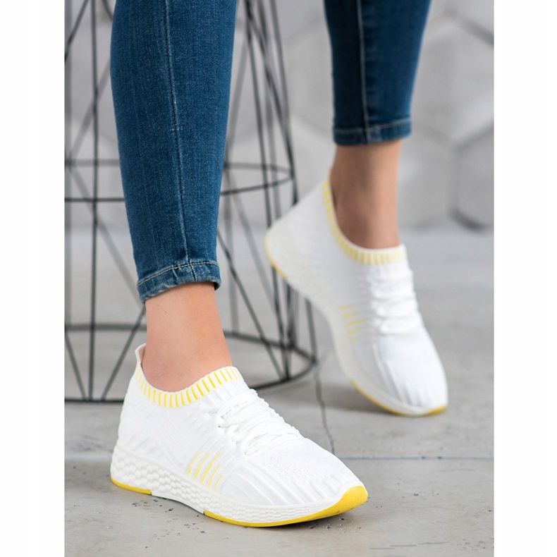 SHELOVET Tekstilne klizne cipele bijela 1