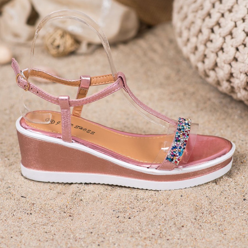 SHELOVET Elegantni klinovi s eko kožom ružičasta 2